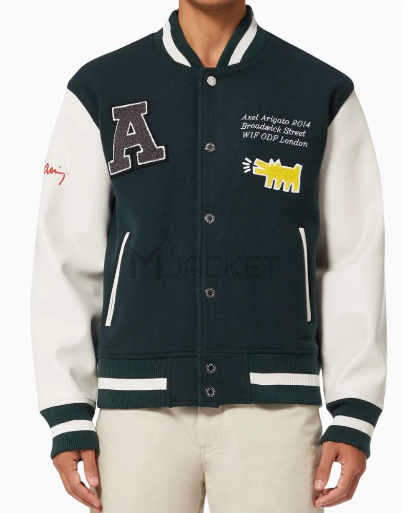 Axel Arigato Keith Haring Letterman Green and White Jacket - image 1