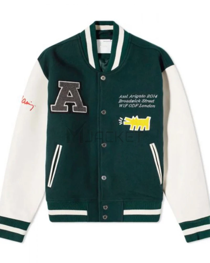 Axel Arigato Keith Haring Letterman Green and White Jacket - image 3
