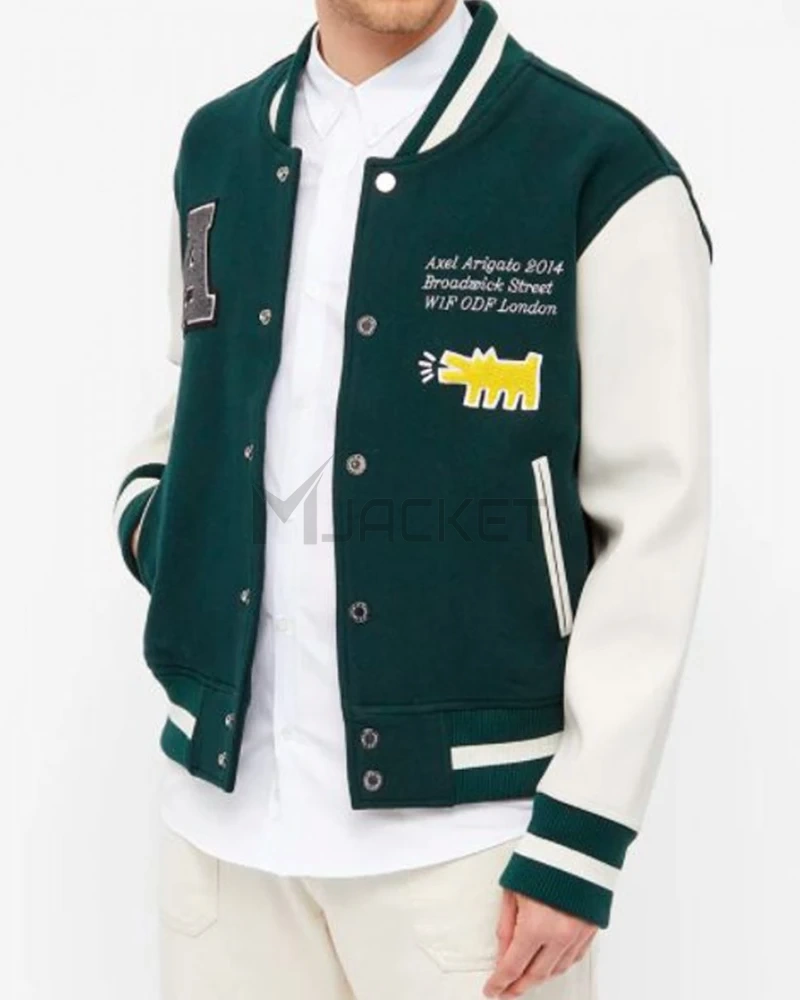 Axel Arigato Keith Haring Letterman Green and White Jacket - image 4