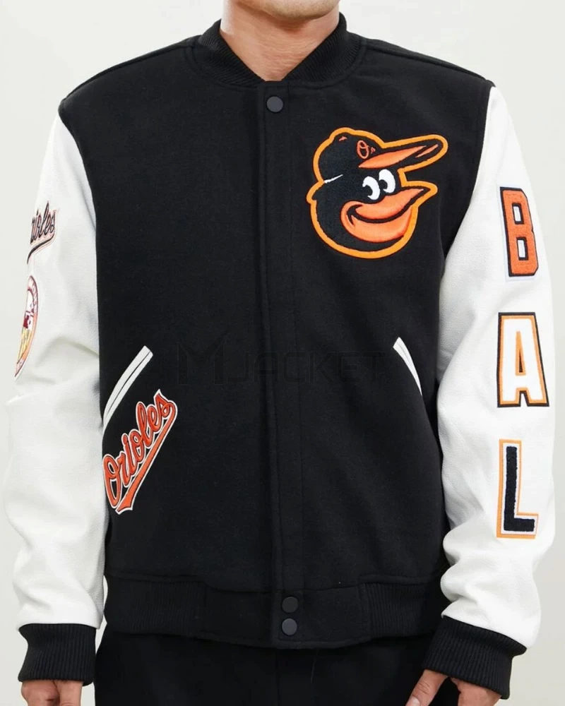Baltimore Orioles Black and White Letterman Jacket - image 1