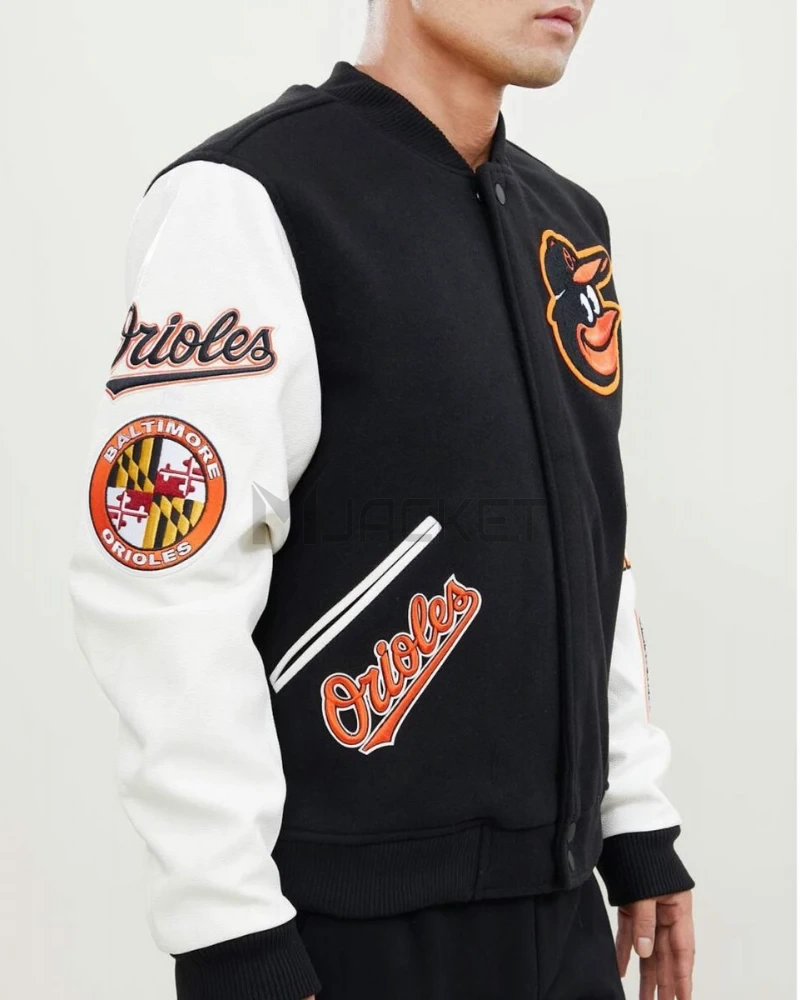Baltimore Orioles Black and White Letterman Jacket - image 5