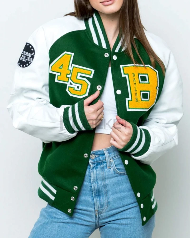 Baylor Collegiate University Green and White Jacket - image 3