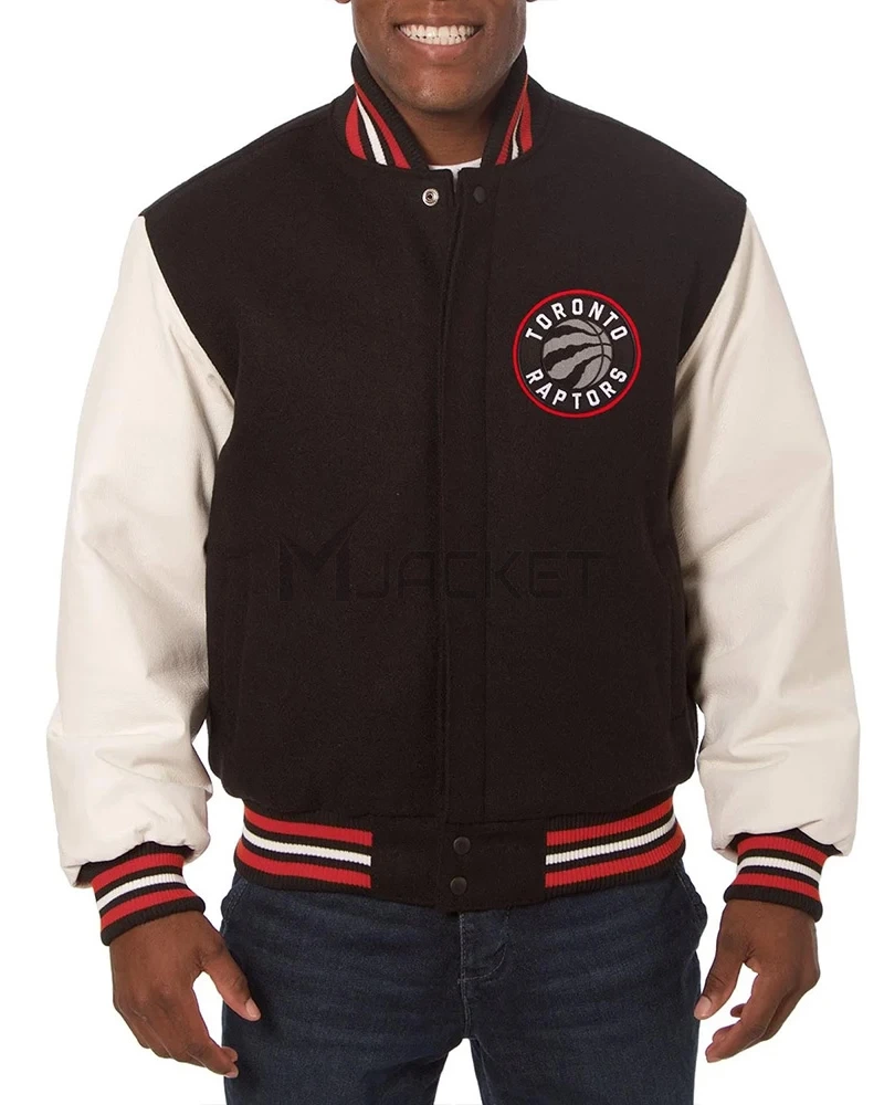 Black and White Toronto Raptors Varsity Jacket - image 1