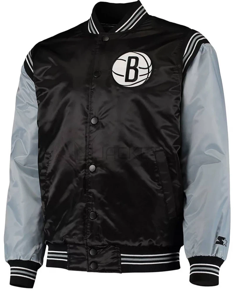 Black/Gray Brooklyn Nets The Enforcer Satin Jacket - image 1