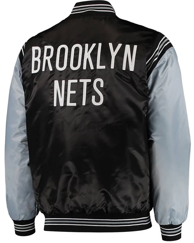 Black/Gray Brooklyn Nets The Enforcer Satin Jacket - image 2