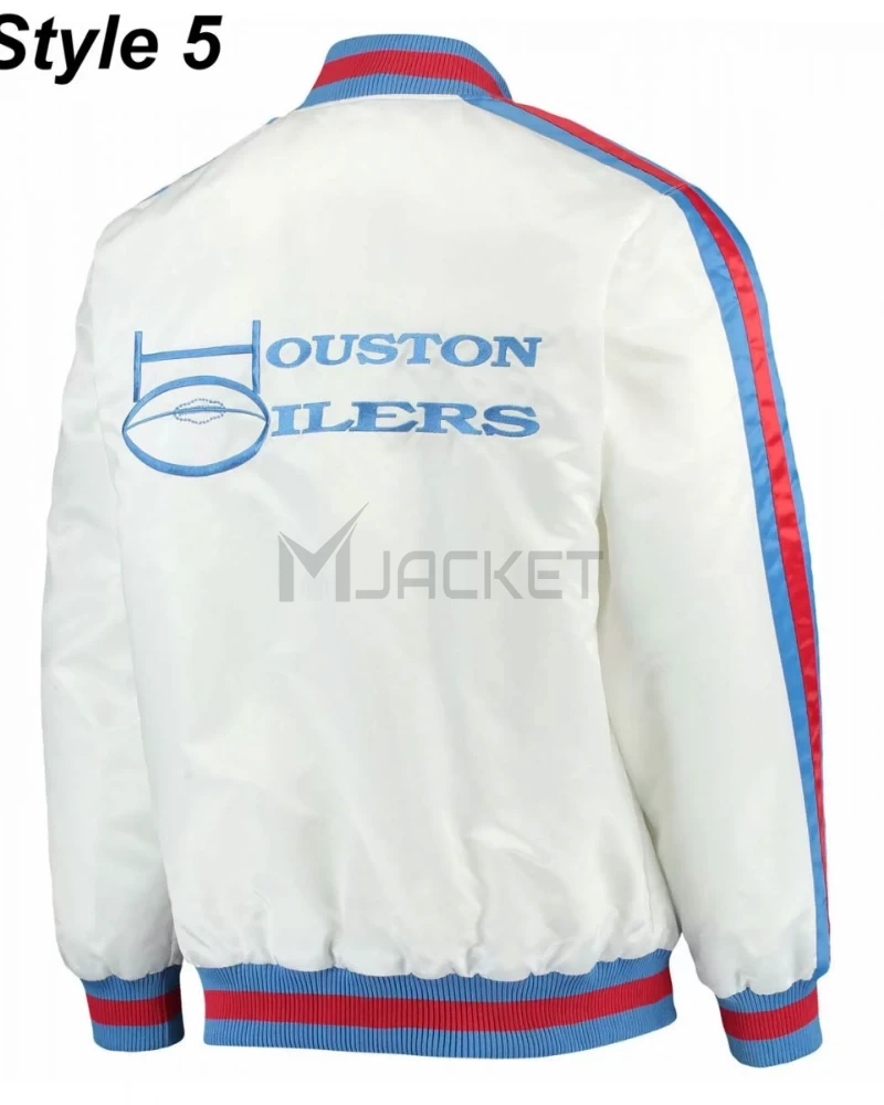 Bomber Houston Oilers Light Blue Satin Jacket - image 10