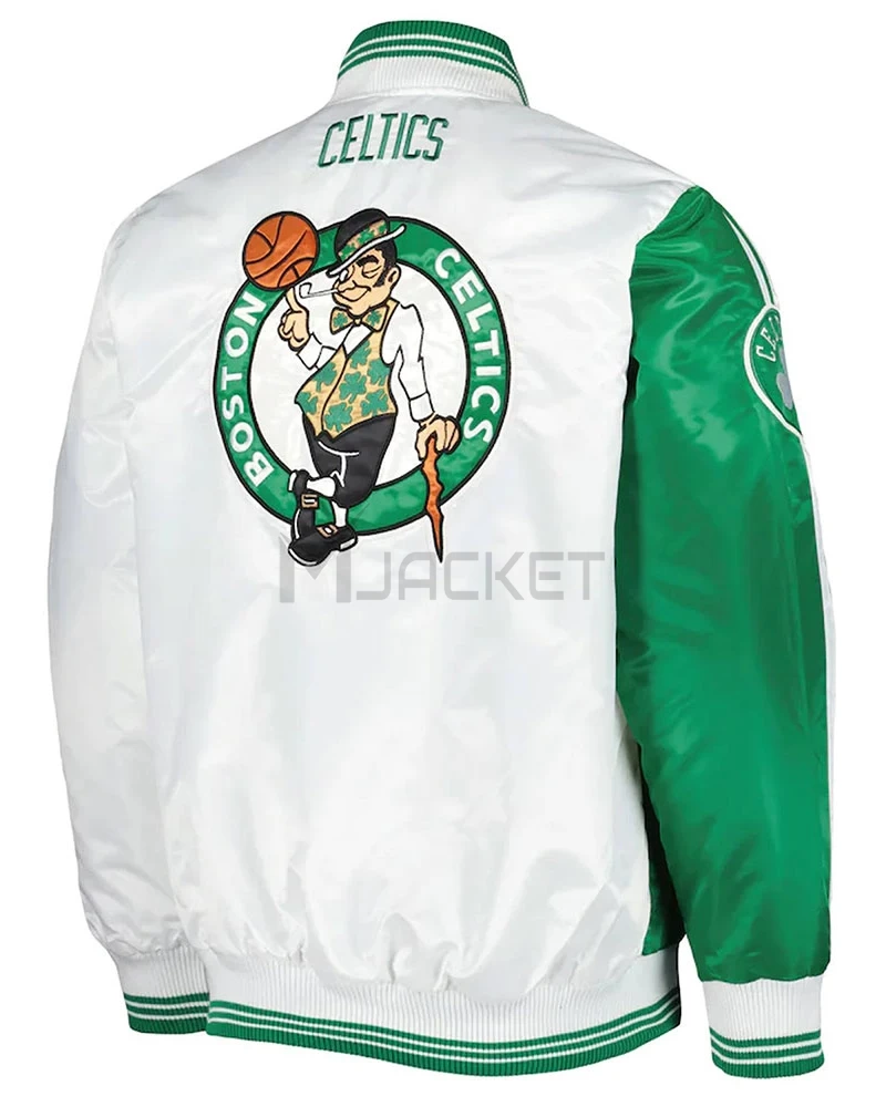 Boston Celtics Fast Break Green and White Satin Jacket - image 2