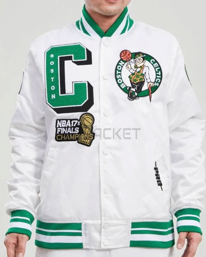 Boston Celtics Mash Up White Satin Jacket - image 1