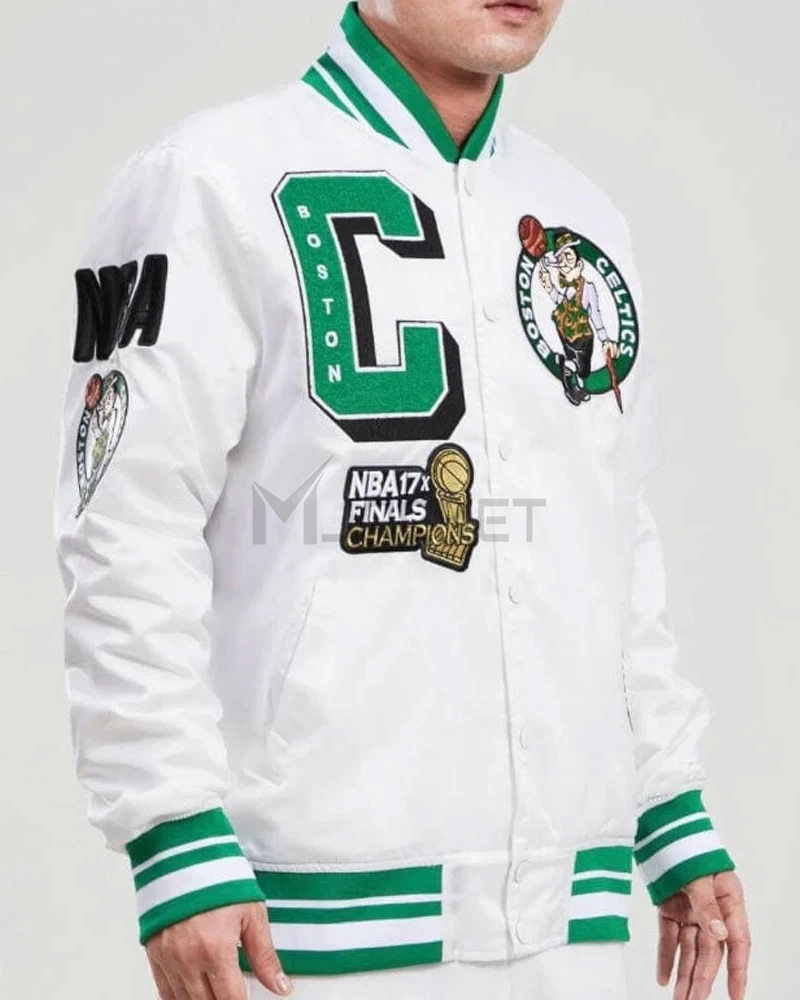 Boston Celtics Mash Up White Satin Jacket - image 3
