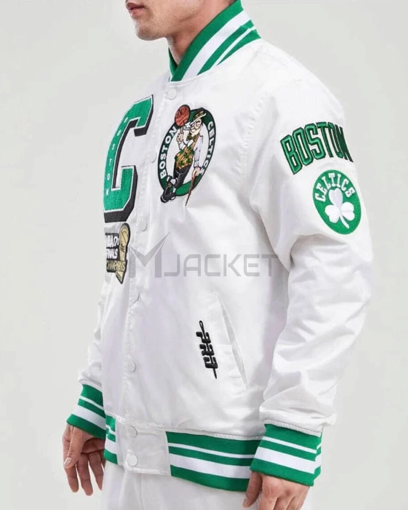 Boston Celtics Mash Up White Satin Jacket - image 4