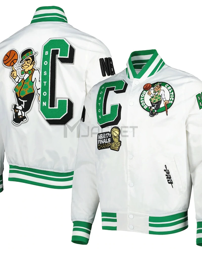 Boston Celtics Mash Up White Satin Jacket - image 8