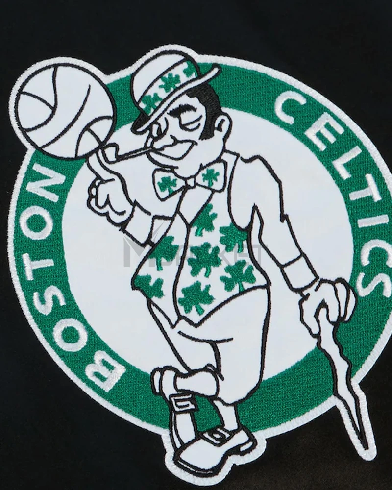 Boston Celtics Team Origins Varsity Black/White Satin Jacket - image 6