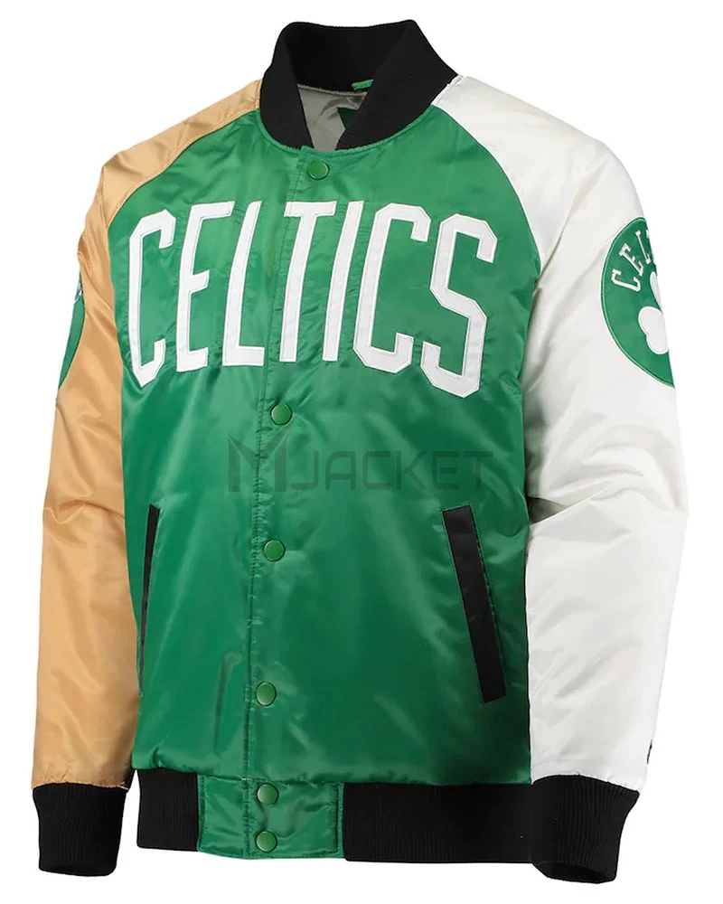 Boston Celtics Tricolor Remix Satin Green/Gold/White Jacket - image 1