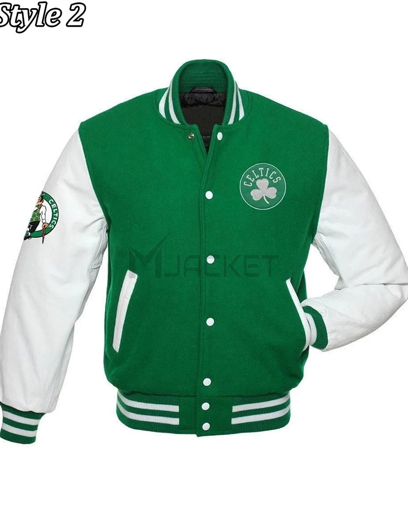 Boston Celtics Varsity Green and White Jacket - image 2