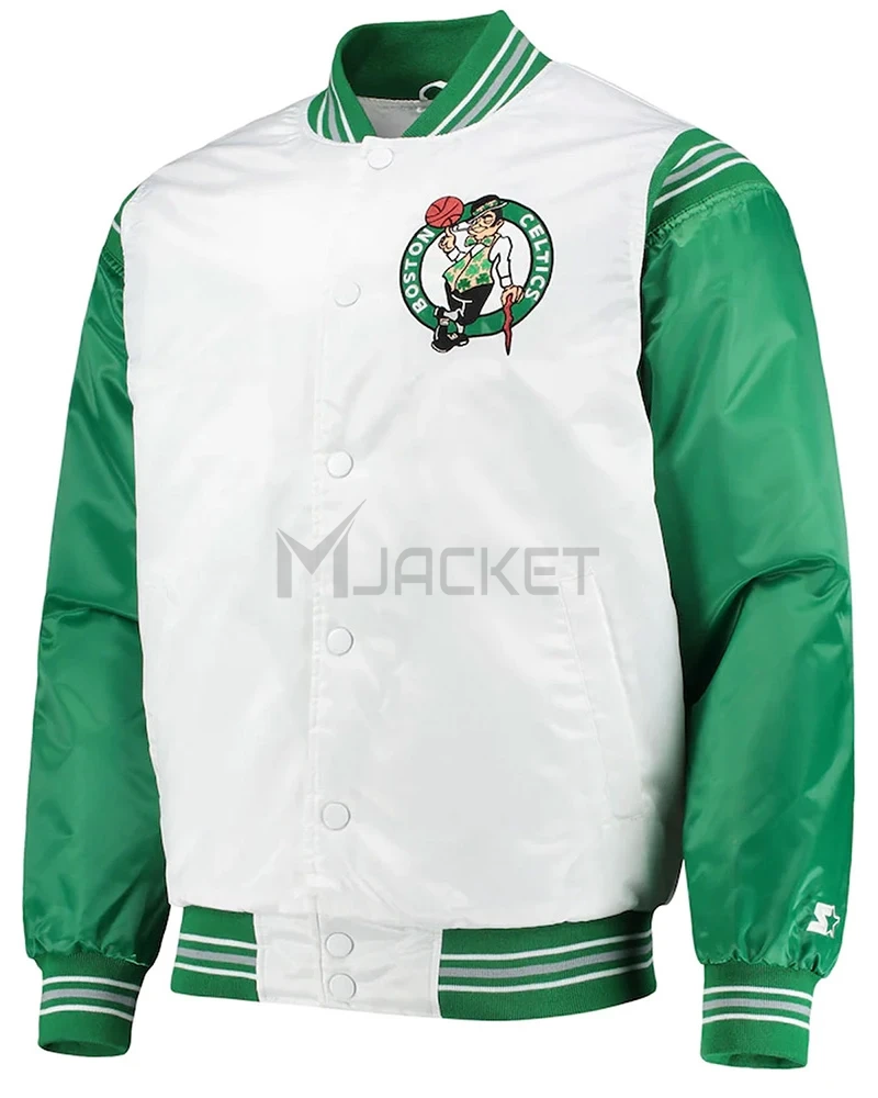 Boston Celtics White/Kelly Green Satin Jacket - image 1