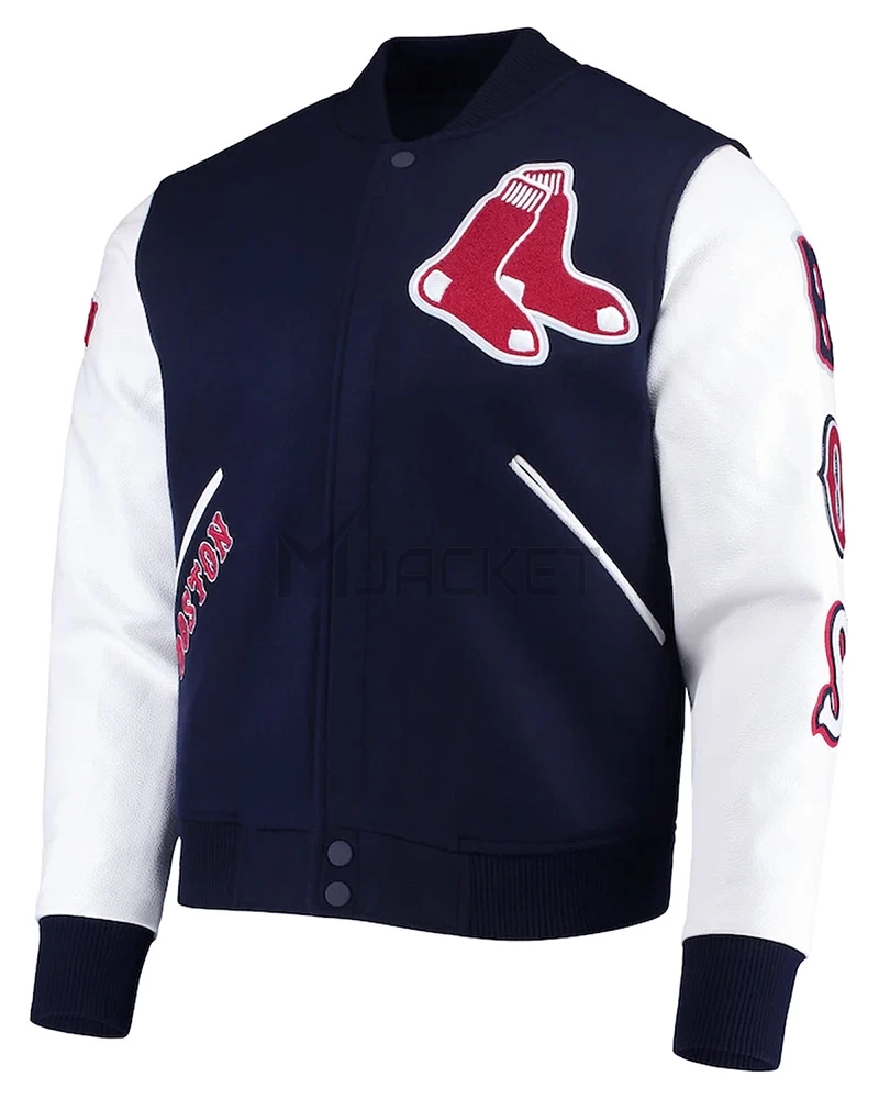 Boston Red Sox Blue and White Varsity Jacket - image 1