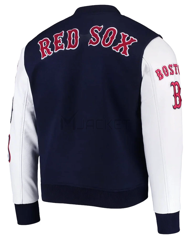 Boston Red Sox Blue and White Varsity Jacket - image 2