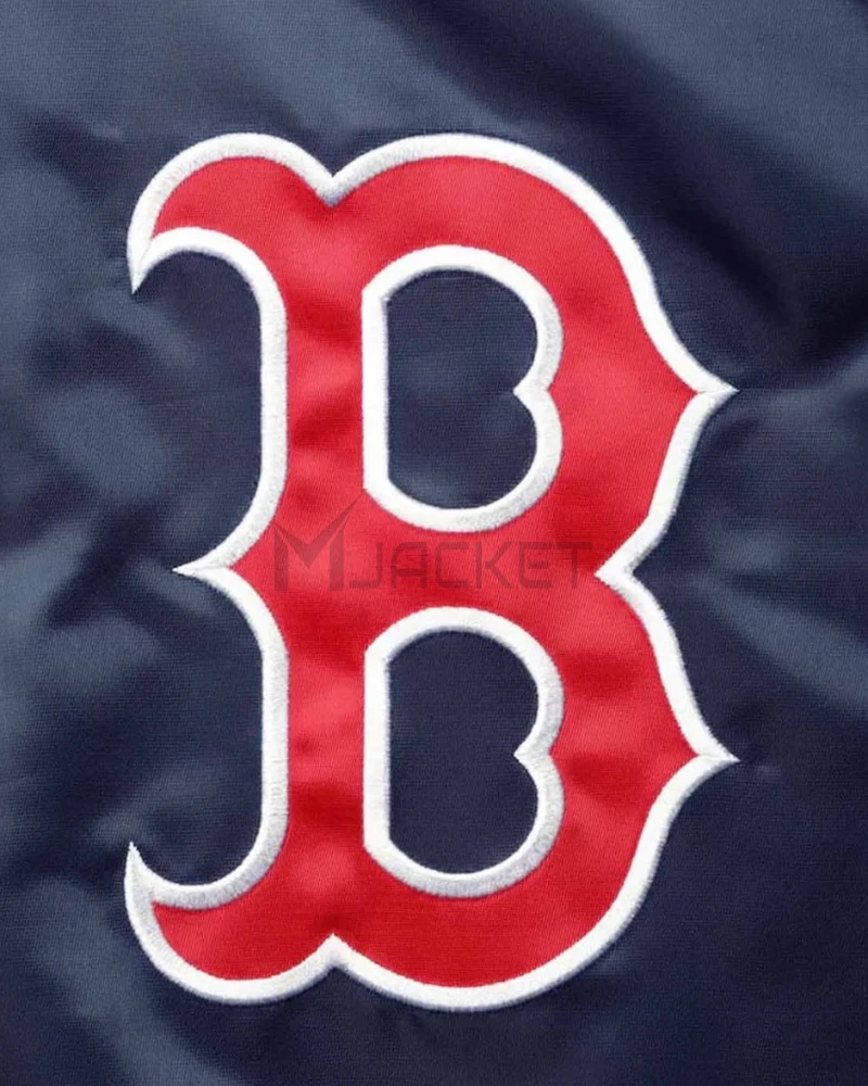 Boston Red Sox Reliever Raglan Satin Blue and Red Jacket - image 4
