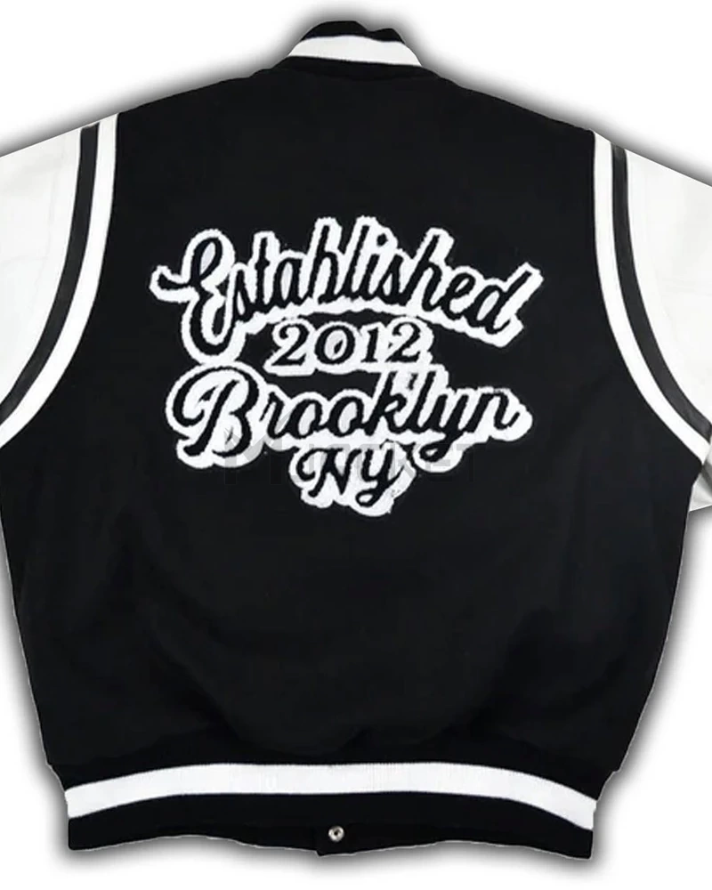 Brooklyn Nets Motto Black and White Varsity Jacket - image 2