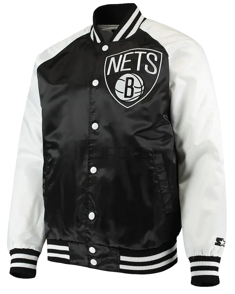 Brooklyn Nets Point Guard Black/White Satin Jacket - image 1