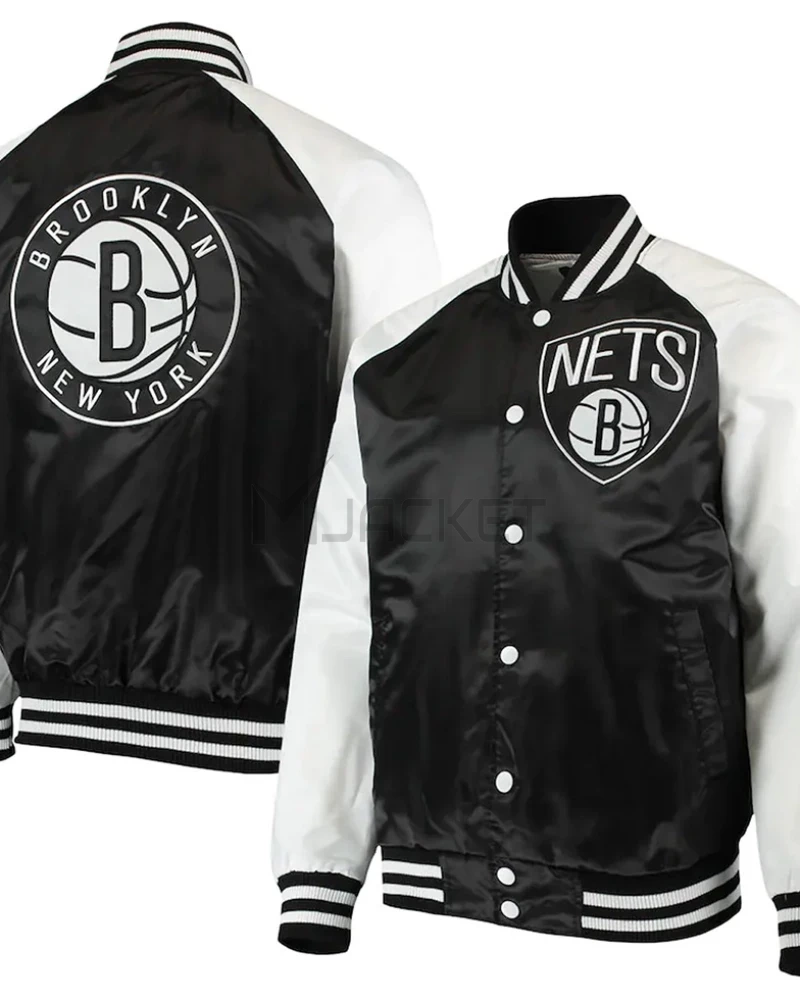 Brooklyn Nets Point Guard Black/White Satin Jacket - image 3