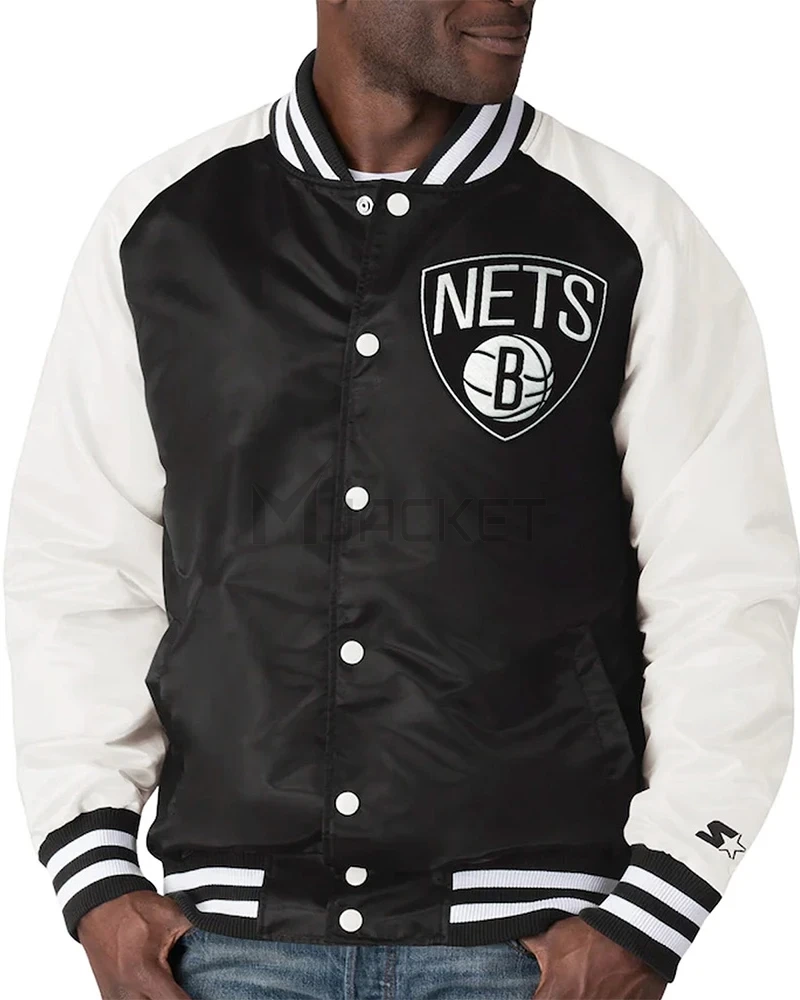 Brooklyn Nets Point Guard Black/White Satin Jacket - image 4