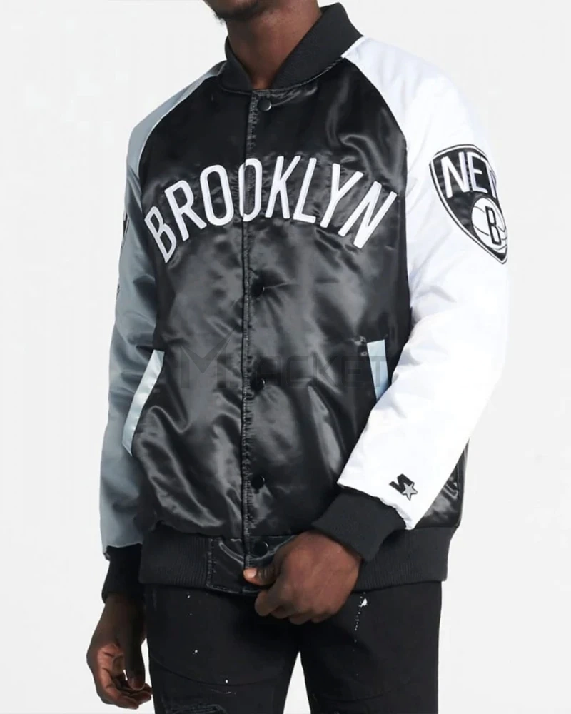 Brooklyn Nets Remix Satin Color-Block Jacket - image 1