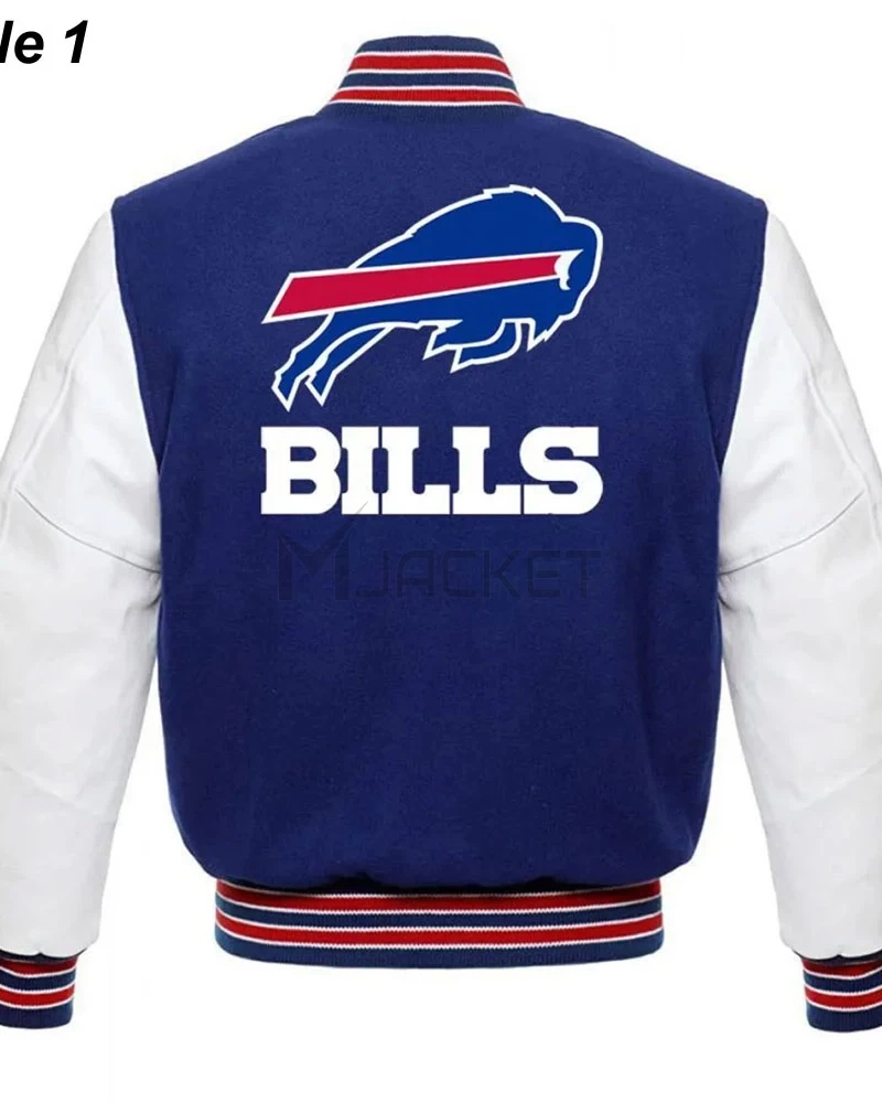 Buffalo Bills Blue and White Letterman Jacket - image 3