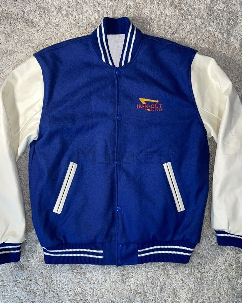 Burger In N Out Letterman Blue and White Jacket - image 1