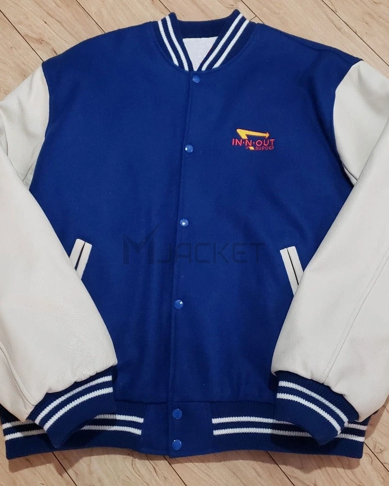 Burger In N Out Letterman Blue and White Jacket - image 3
