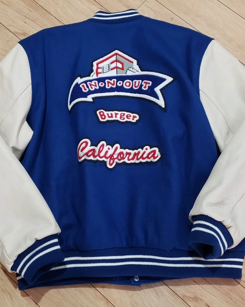 Burger In N Out Letterman Blue and White Jacket - image 4