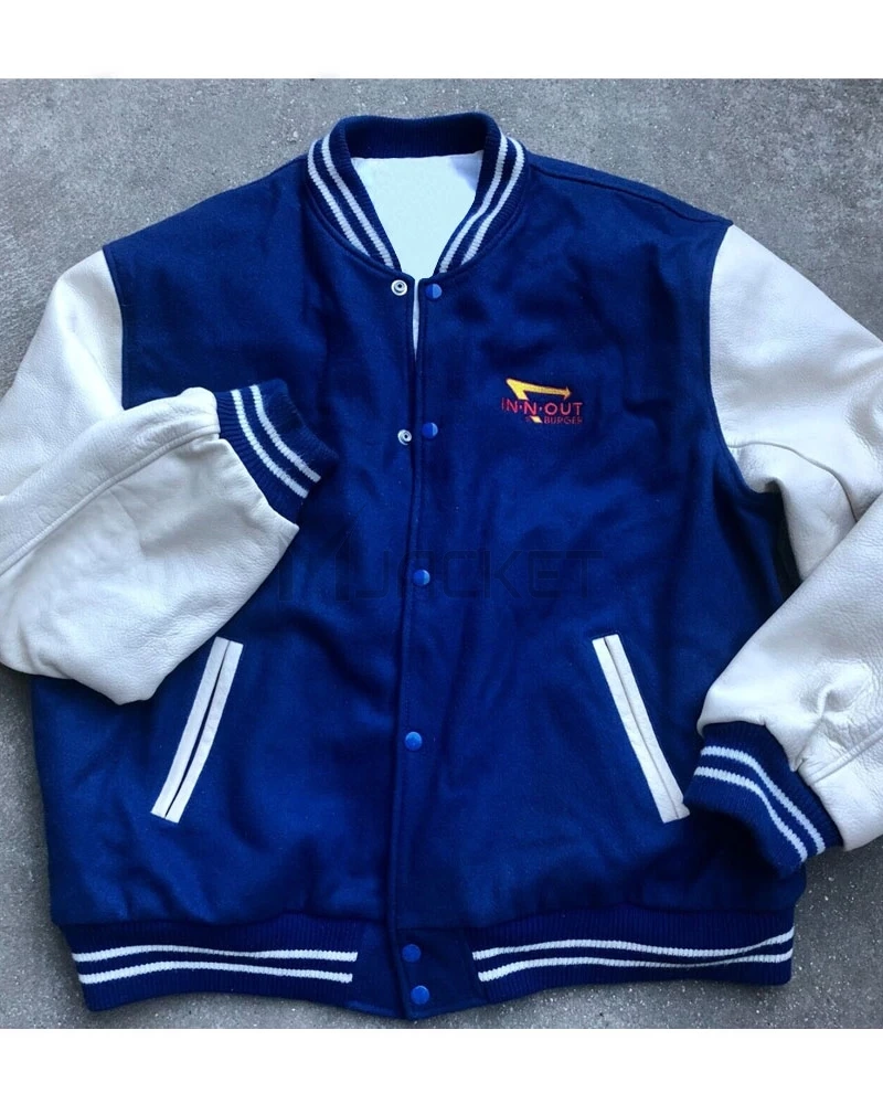 Burger In N Out Letterman Blue and White Jacket - image 5