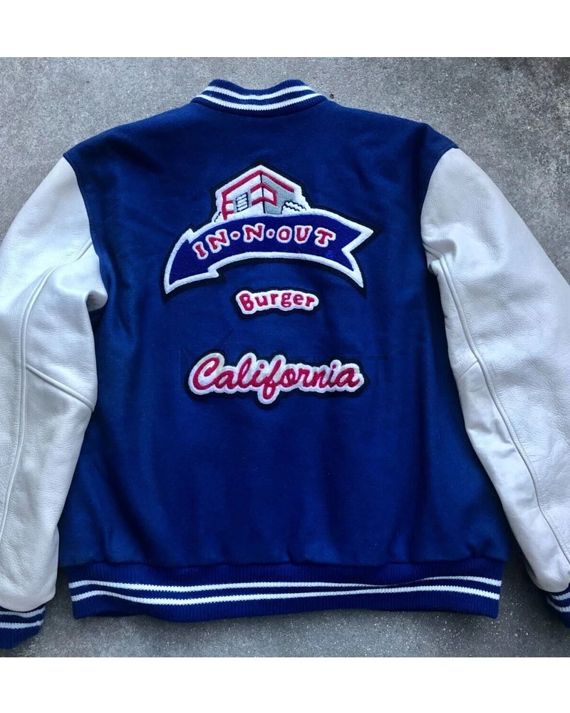 Burger In N Out Letterman Blue and White Jacket - image 6