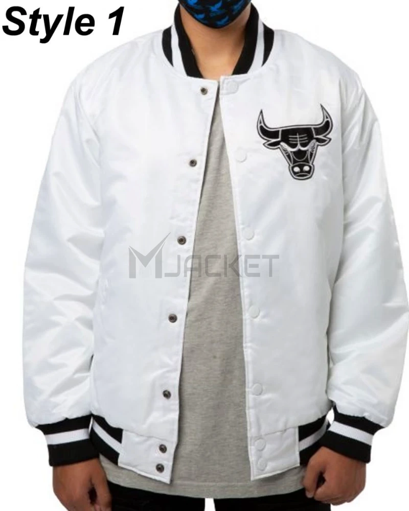 Chicago Bulls White Satin Jacket - image 1