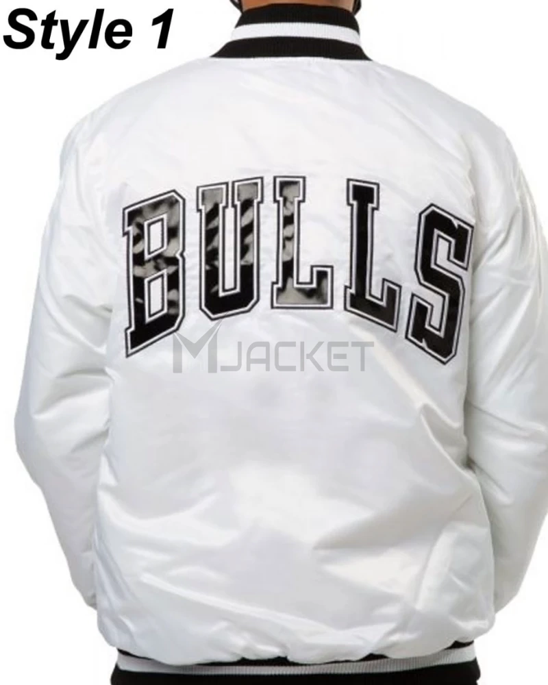 Chicago Bulls White Satin Jacket - image 3