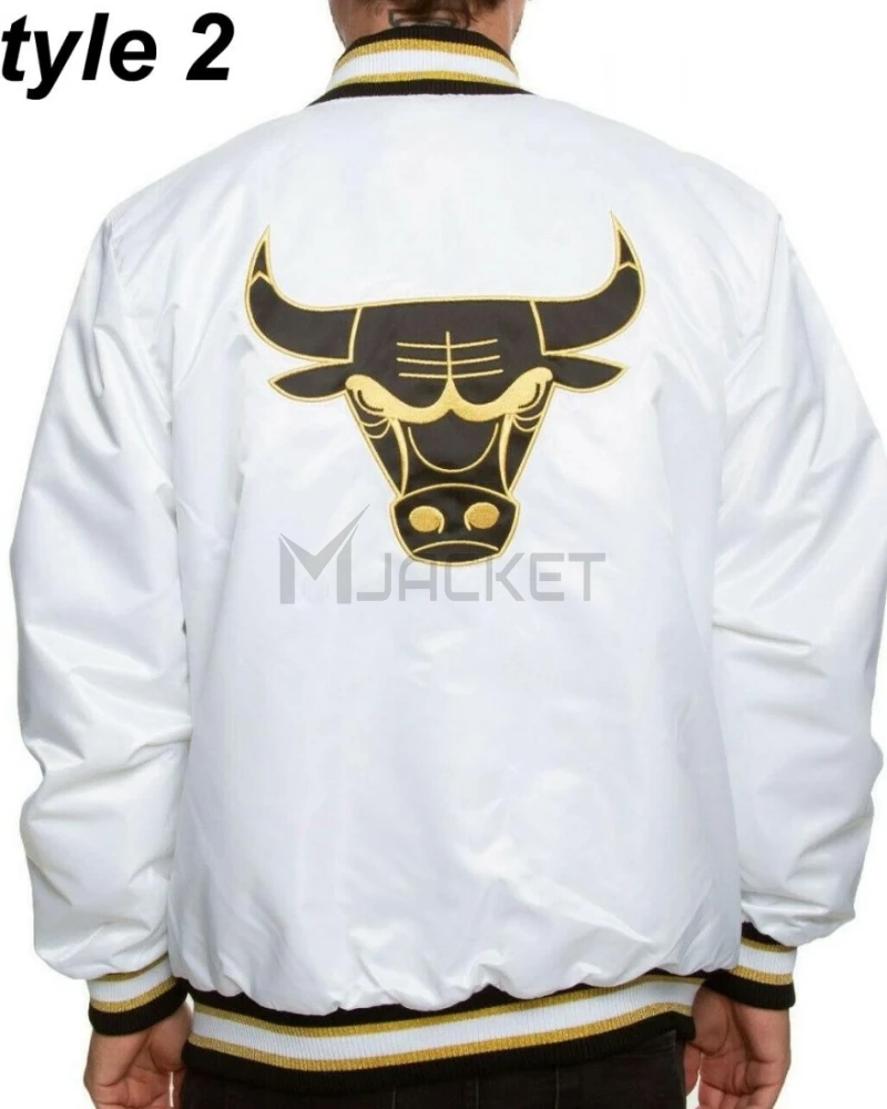 Chicago Bulls White Satin Jacket - image 4