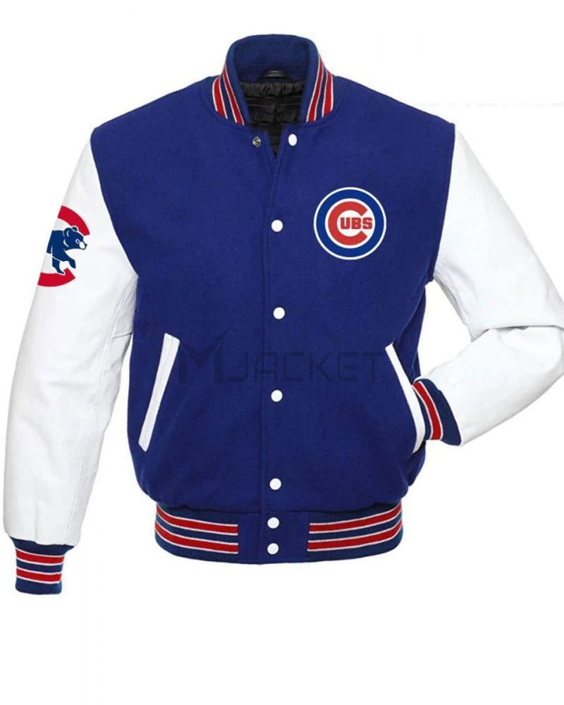 Chicago Cubs MLB Blue and White Varsity Jacket - image 1