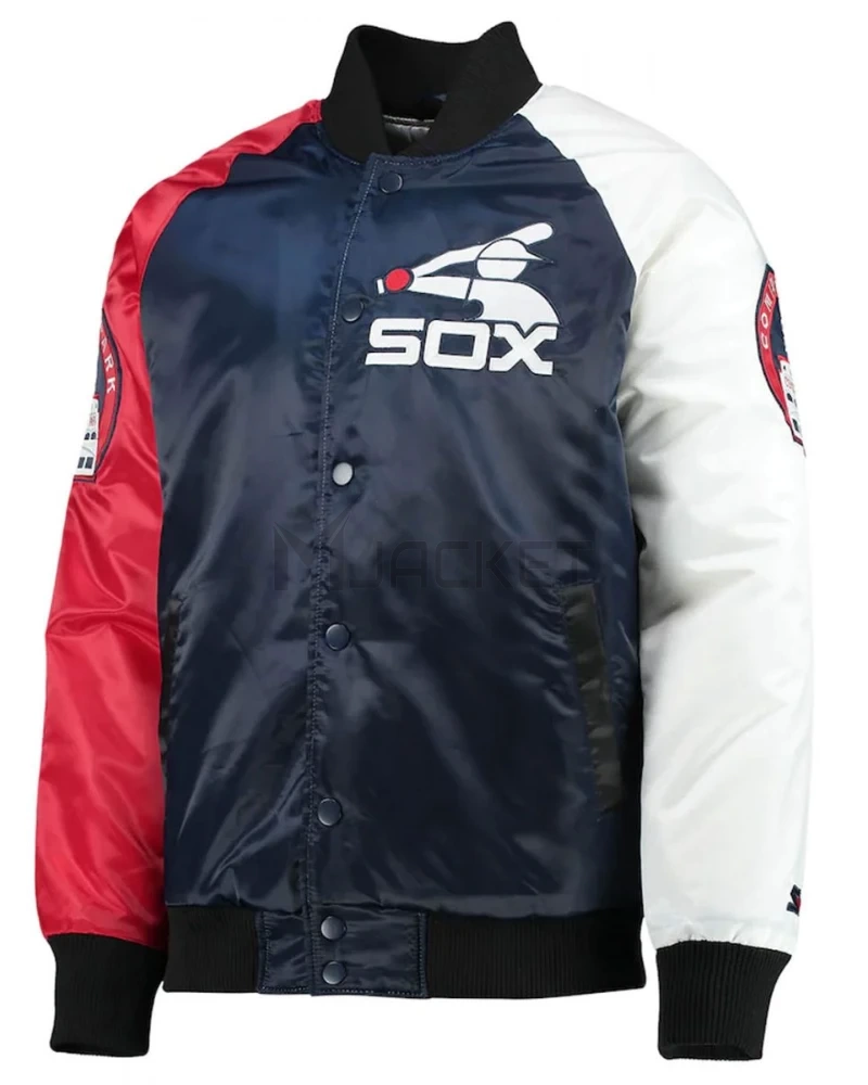 Chicago White Sox Navy Blue and Red Full-Snap Satin Jacket - image 1
