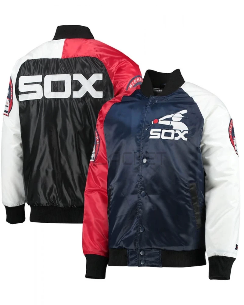 Chicago White Sox Navy Blue and Red Full-Snap Satin Jacket - image 3