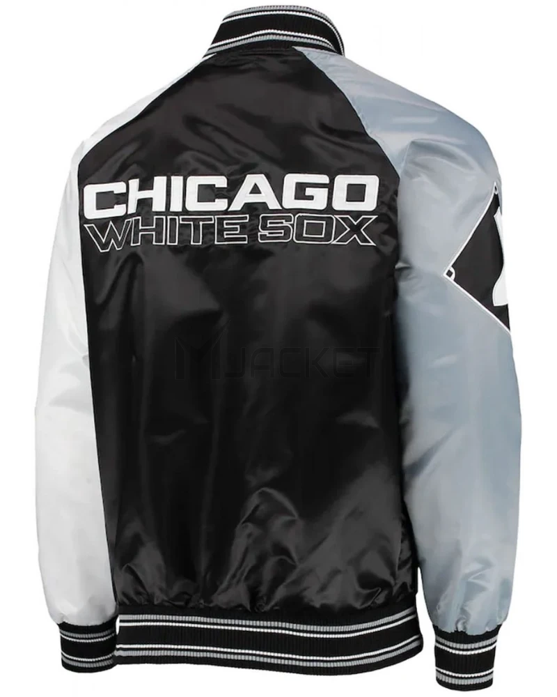 Chicago White Sox Reliever Raglan Full-Snap Black and Silver Jacket - image 2