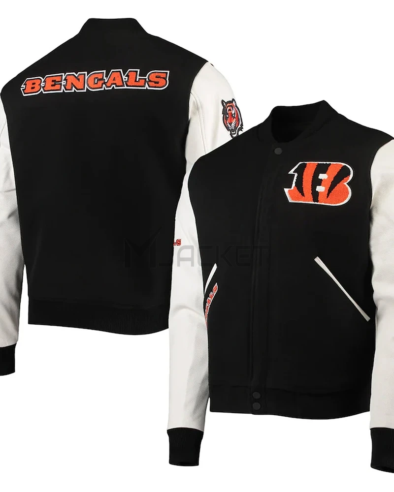 Cincinnati Bengals Black/White Varsity Jacket - image 3