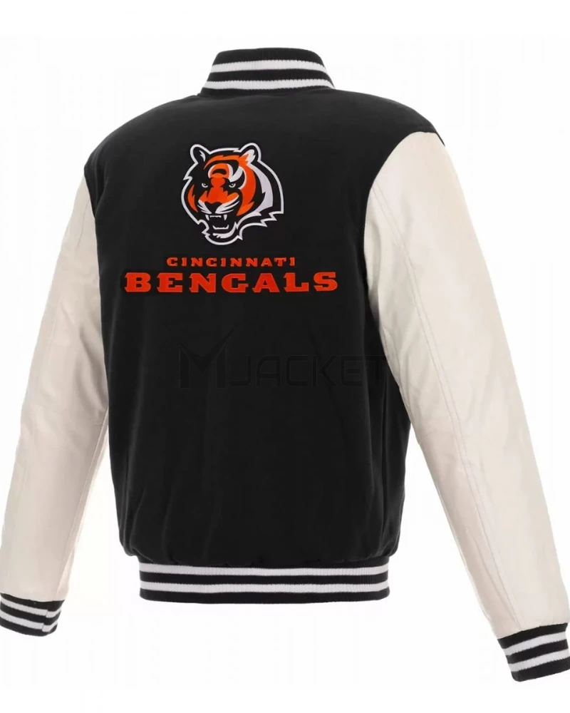 Cincinnati Bengals Letterman White and Black Jacket - image 2