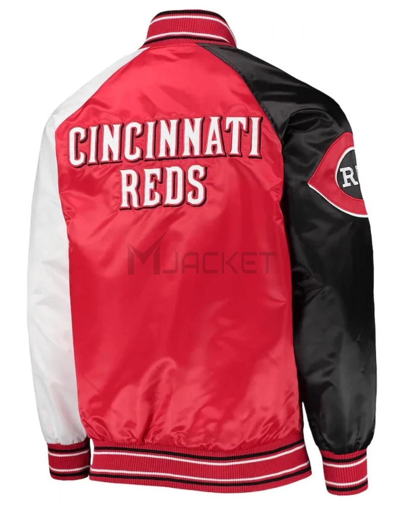 Varsity Satin Red/Black Full-Snap Cincinnati Reds Reliever Jacket