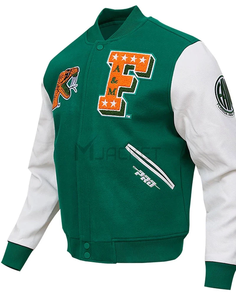 Classic Florida A&M Rattlers Varsity Green and White Jacket - image 1