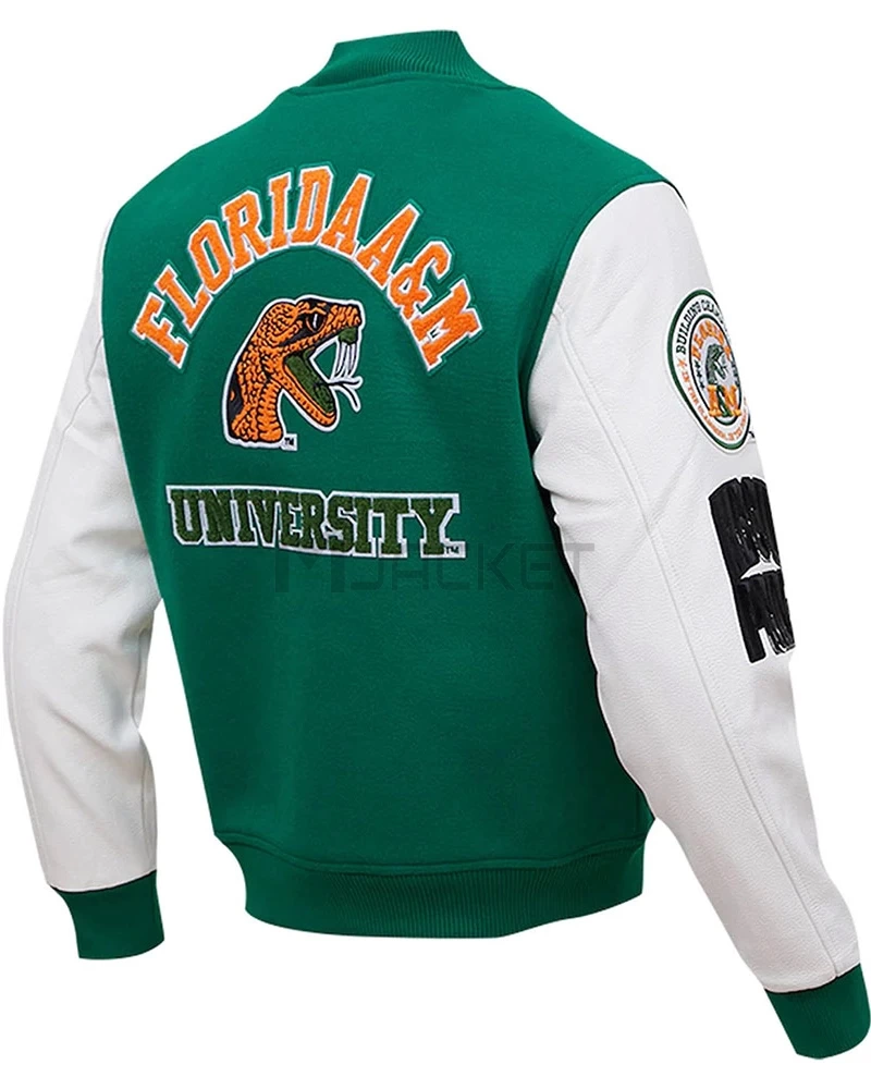 Classic Florida A&M Rattlers Varsity Green and White Jacket - image 2