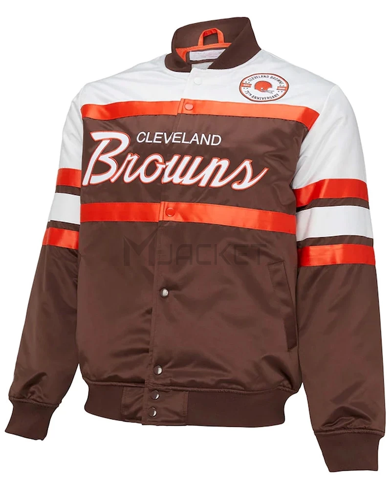 Cleveland Browns 75th Anniversary Brown Satin Jacket - image 3