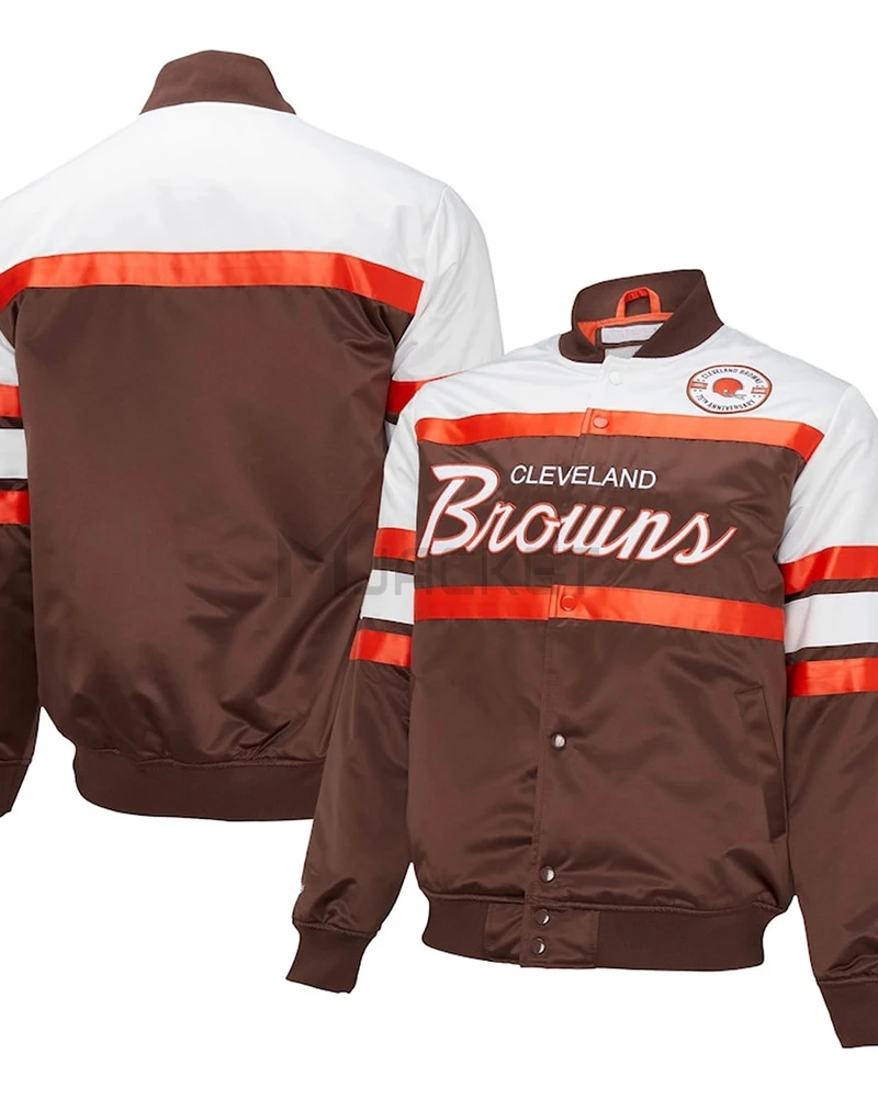 Cleveland Browns 75th Anniversary Brown Satin Jacket - image 5