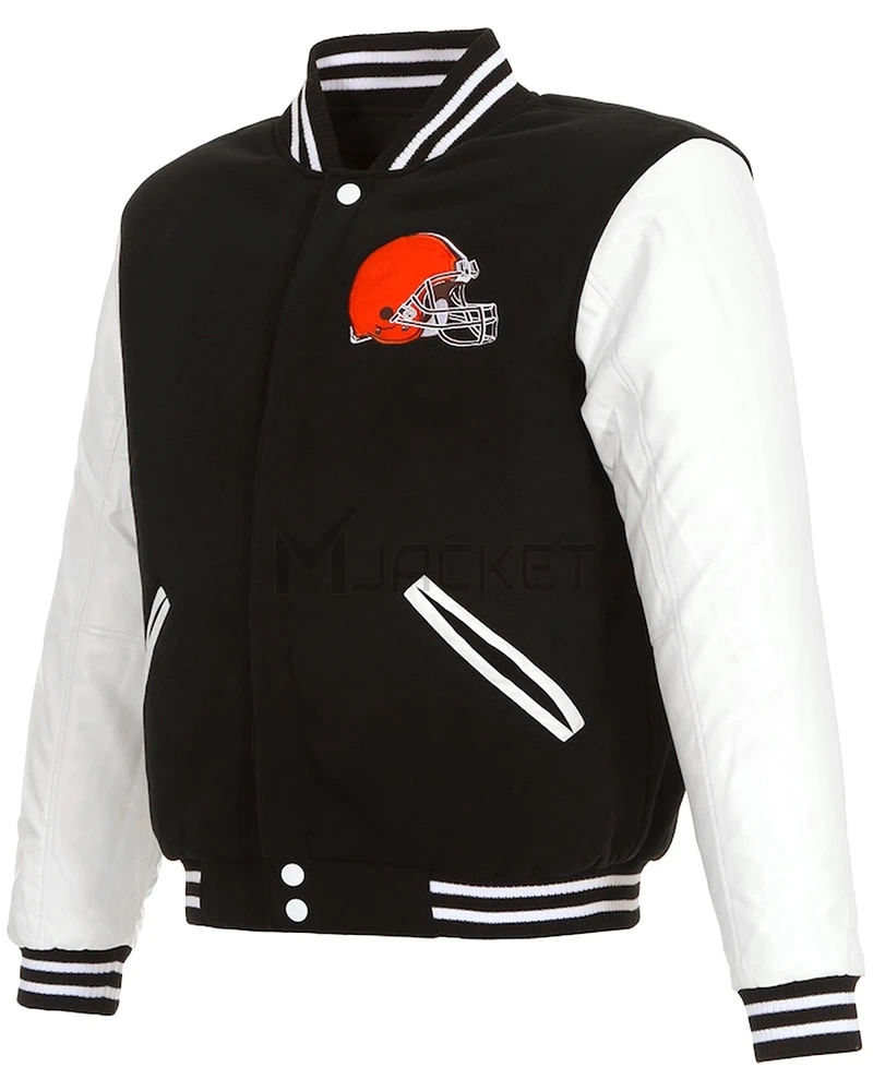Cleveland Browns Varsity Black and White Jacket - image 1