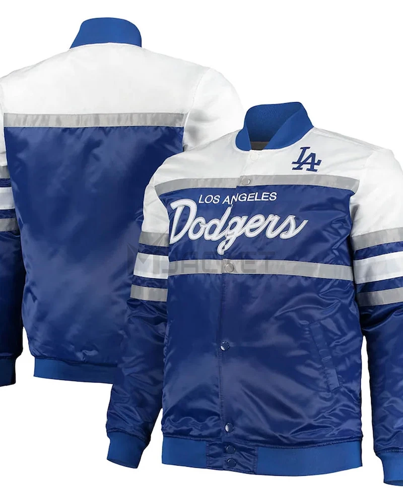 Coaches LA Dodgers Satin Royal/Gray Jacket - image 3