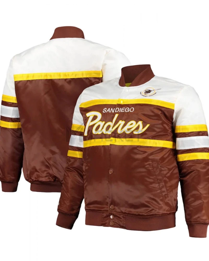 Coaches San Diego Padres Full-Snap Brown/Gold Satin Jacket - image 3